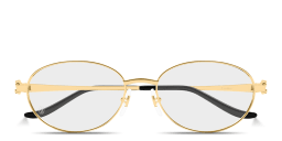 Shop Cartier Panthère de Cartier Oval Eyeglasses in Gold online.