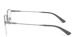 Shop Emporio Armani Engraved Logo Half-Rim Pillow Eyeglasses in Gunmetal online.