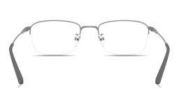 Shop Emporio Armani Engraved Logo Half-Rim Pillow Eyeglasses in Gunmetal online.