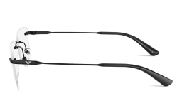 Shop Emporio Armani Engraved Logo Rimless Rectangle Eyeglasses in Black online.