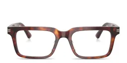 Shop Emporio Armani Eagle Logo Square Eyeglasses in Havana Red online.