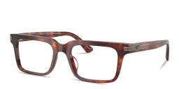 Shop Emporio Armani Eagle Logo Square Eyeglasses in Havana Red online.