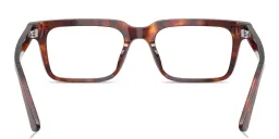 Shop Emporio Armani Eagle Logo Square Eyeglasses in Havana Red online.
