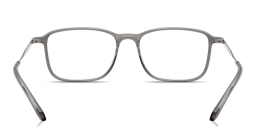 Shop GIORGIO ARMANI Engraved Logo Wide Rectangle Eyeglasses in Transparent Grey online.