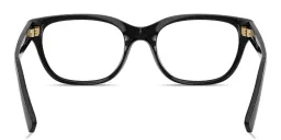 Shop MIU MIU Vertical Logo Square Eyeglasses in Black online.