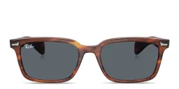 Shop Ray-Ban Brunel Unisex Rectangle Sunglasses in Striped Havana online.
