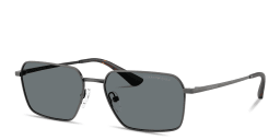 Shop Emporio Armani Engraved Logo Irregular Sunglasses in Silver online.