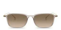 Shop GIORGIO ARMANI Engraved Logo Rectangle Sunglasses in Transparent Brown online.