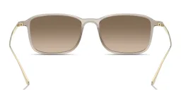 Shop GIORGIO ARMANI Engraved Logo Rectangle Sunglasses in Transparent Brown online.