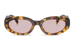 Shop MIU MIU Vertical Logo Oval Sunglasses in Honey Havana online.