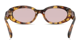Shop MIU MIU Vertical Logo Oval Sunglasses in Honey Havana online.