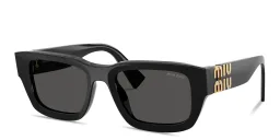 Shop MIU MIU Vertical Logo Square Sunglasses in Black online.