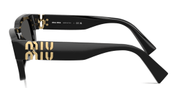 Shop MIU MIU Vertical Logo Square Sunglasses in Black online.