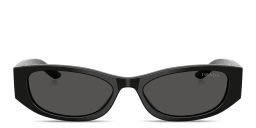 Shop PRADA Logo Signature Cat-Eye Sunglasses in Black online.