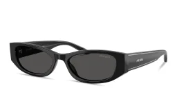 Shop PRADA Logo Signature Cat-Eye Sunglasses in Black online.