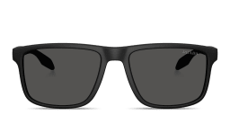 Shop Prada Linea Rossa Logo Lettering Pillow Sunglasses in Black online.