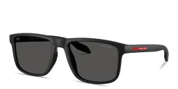 Shop Prada Linea Rossa Logo Lettering Pillow Sunglasses in Black online.
