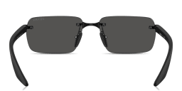 Shop Prada Linea Rossa Logo Lettering Rimless Rectangle Sunglasses in Black online.