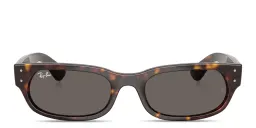 Shop Ray-Ban Embossed Logo Unisex Irregular Sunglasses in Havana online.