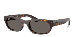 Shop Ray-Ban Embossed Logo Unisex Irregular Sunglasses in Havana online.