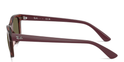 Shop Ray-Ban Junior Embossed Logo Kids Rectangle Sunglasses in Transparent Violet online.