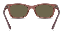 Shop Ray-Ban Junior Embossed Logo Kids Rectangle Sunglasses in Transparent Violet online.