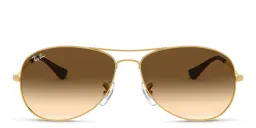 Shop Ray-Ban Cockpit Aviator Sunglasses in Gold online.