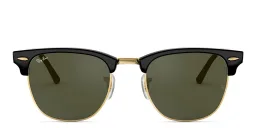 Shop Ray-Ban Clubmaster Classic Square Sunglasses in Black On Gold online.