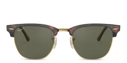 Shop Ray-Ban Clubmaster Classic Square Sunglasses in Tortoise On Gold online.