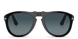Shop PERSOL Arrow Logo Pilot Sunglasses in Black online.
