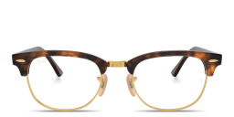 Shop Ray-Ban Clubmaster Optics Square Eyeglasses in Red Havana & Gold online.
