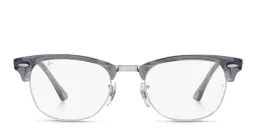 Shop Ray-Ban Half Rim Square Eyeglasses in Transparent Grey online.