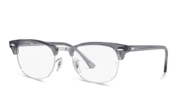 Shop Ray-Ban Half Rim Square Eyeglasses in Transparent Grey online.