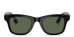 Shop Ray-Ban Meta Wayfarer Unisex Square Sunglasses in Shiny Black online.