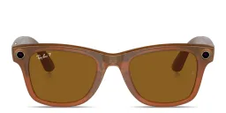Shop Ray-Ban Meta Wayfarer Unisex Square Sunglasses in Shiny Caramel online.