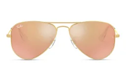 Shop Ray-Ban Junior Kids Pilot Sunglasses in Gold online.