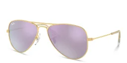 Shop Ray-Ban Junior Kids Pilot Sunglasses in Metal in Gold online.