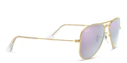 Shop Ray-Ban Junior Kids Pilot Sunglasses in Metal in Gold online.