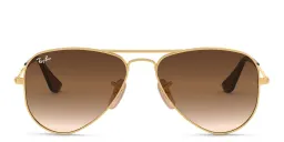 Shop Ray-Ban Junior Kids Pilot Sunglasses in Gold online.