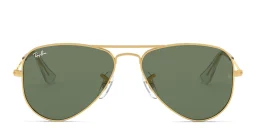 Shop Ray-Ban Junior Kids Pilot Sunglasses in Polished Gold online.