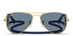 Shop Ray-Ban Junior Kids Pilot Sunglasses in Gold online.