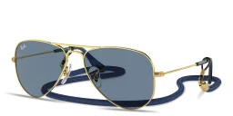 Shop Ray-Ban Junior Kids Pilot Sunglasses in Gold online.