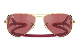 Shop Ray-Ban Junior Kids Pilot Sunglasses in Gold online.