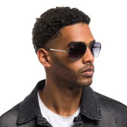 Shop Ray-Ban Unisex Half-Rim Pilot Sunglasses in Silver online.