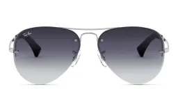 Shop Ray-Ban Unisex Half-Rim Pilot Sunglasses in Silver online.