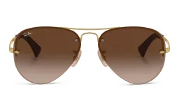 Shop Ray-Ban Unisex Half-Rim Pilot Sunglasses in Gold online.