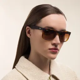 Shop Ray-Ban Justin Square Sunglasses in Havana online.