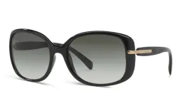 Shop PRADA Rectangle Sunglasses in Black online.