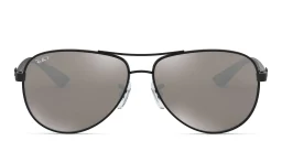 Shop Ray-Ban Carbon Fibre Aviator Sunglasses in Black online.