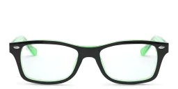 Shop Ray-Ban Junior Kids Square Eyeglasses in Black On Green online.